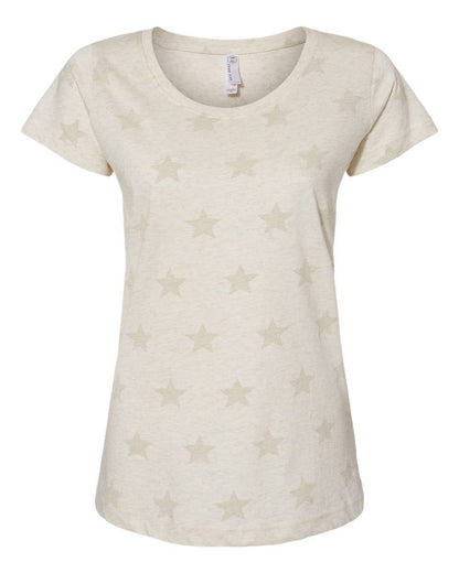 Women’s Semi Fitted Star Print Scoop Neck Tee | Lightweight