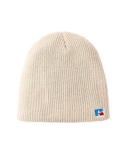 Unisex Athletic Acrylic Knit Beanie | Russell Patch Detail