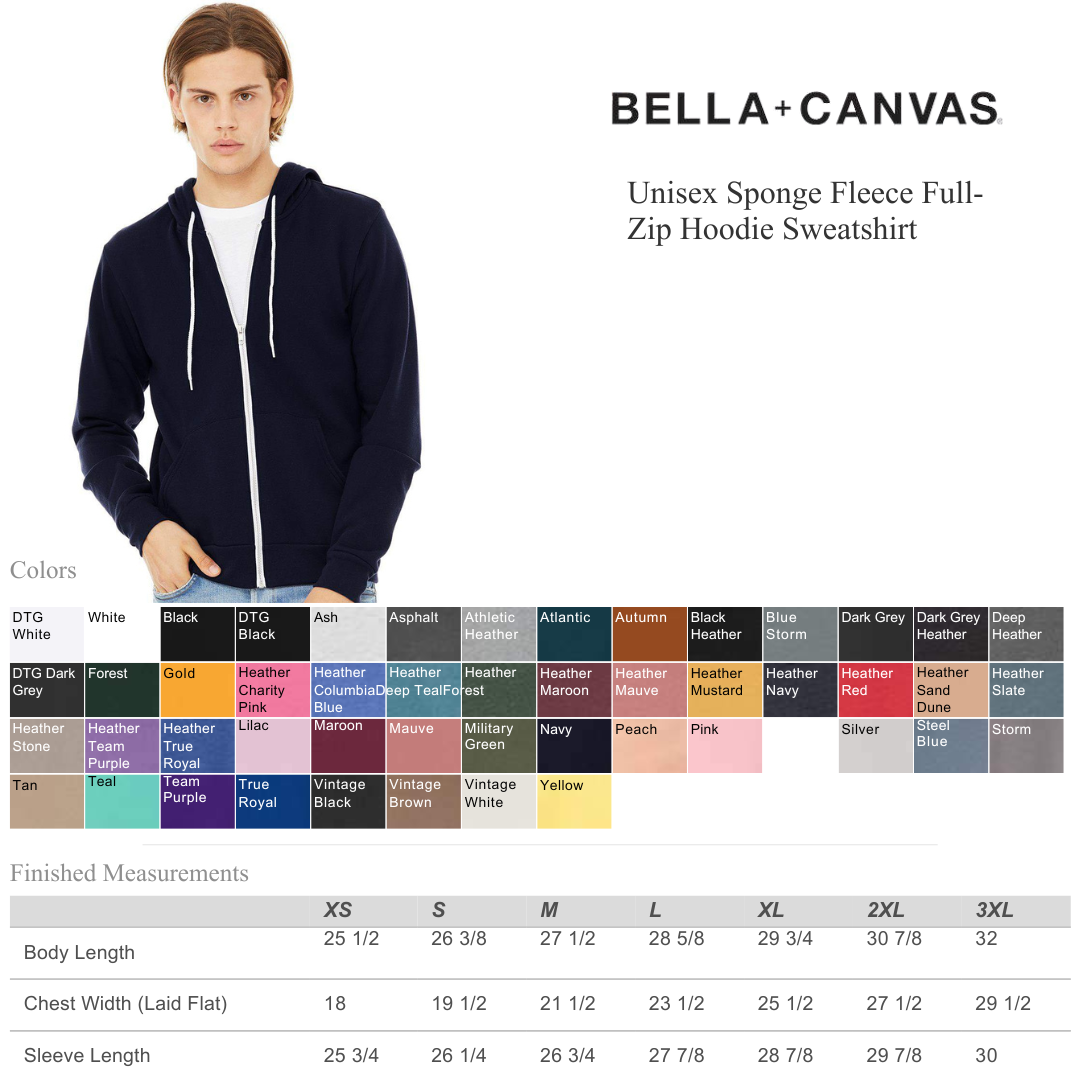 Unisex Sponge Fleece Full-Zip Hoodie | Comfort Soft Cotton