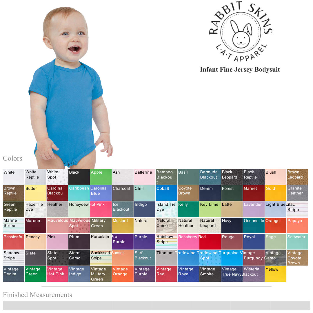 Rabbit Skins Infant Fine Jersey Cotton Bodysuit