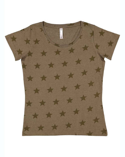 Women’s Semi Fitted Star Print Scoop Neck Tee | Lightweight