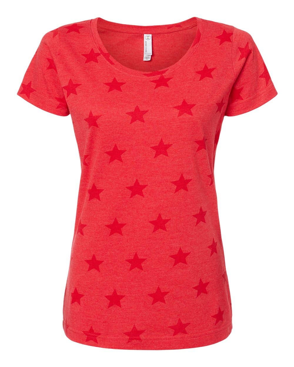 Women’s Semi Fitted Star Print Scoop Neck Tee | Lightweight