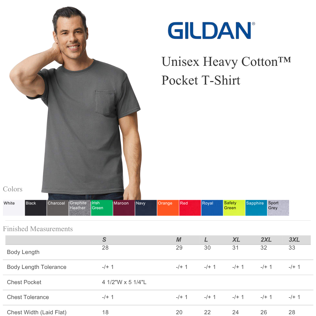 Unisex Heavy Cotton Pocket Tee | Soft Classic Fit