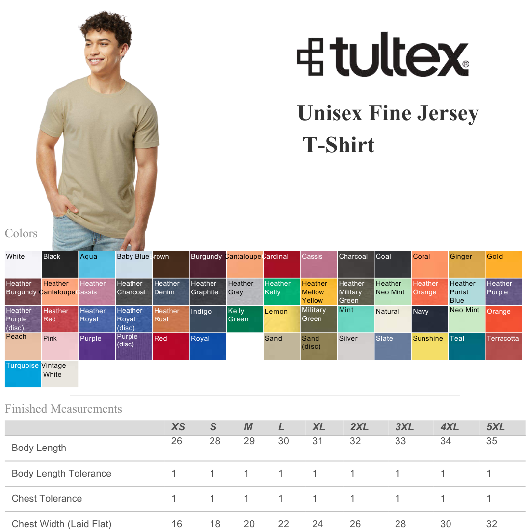 Tultex 202 Unisex Tee | Classic Fit | 100% Ring-Spun Cotton