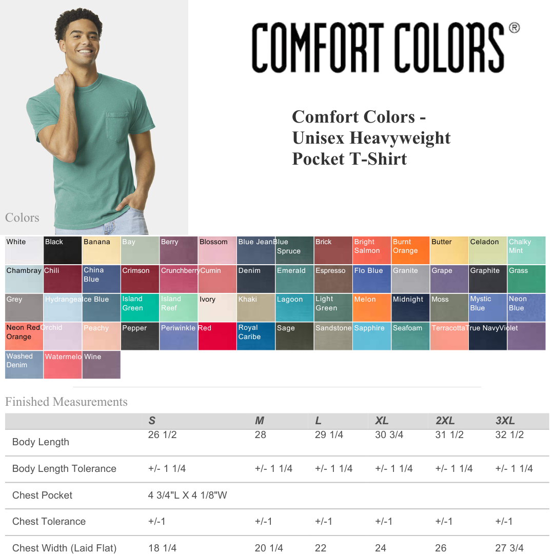 Comfort Colors Heavyweight Pocket 100% ring-spun cotton Tee