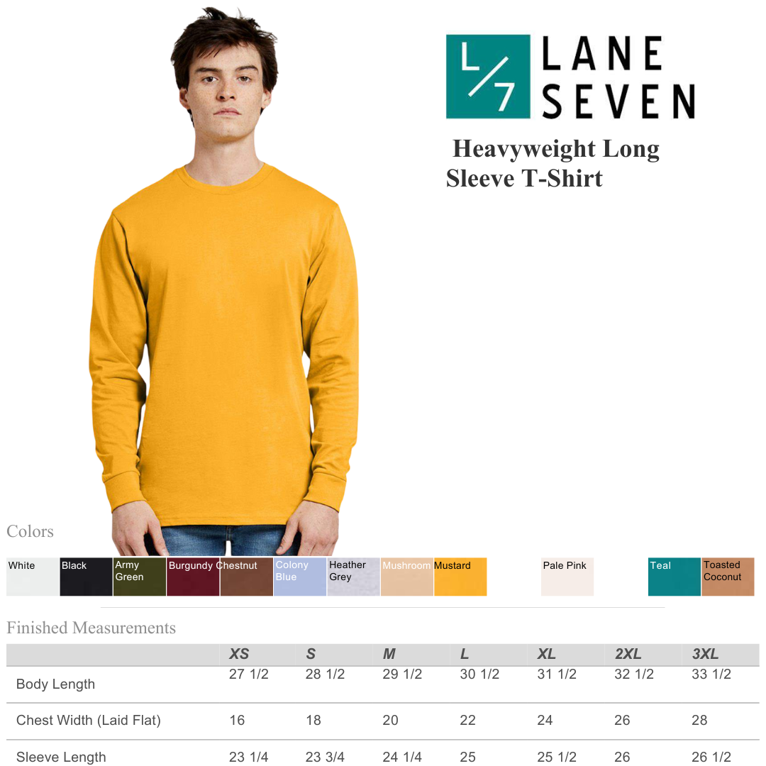 Lane Seven - Heavyweight Long Sleeve Cotton T-Shirt