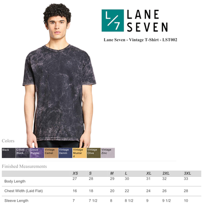 Lane Seven Vintage Wash Unisex T-Shirt Soft Ringspun Cotton