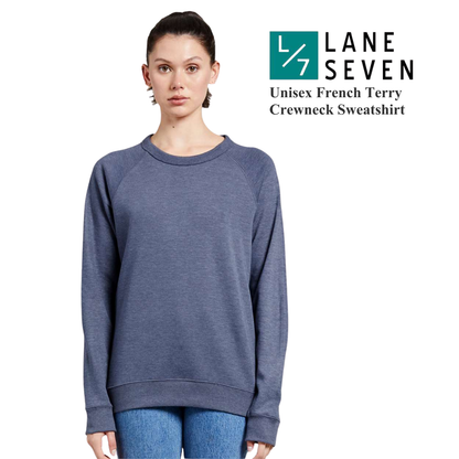 Lane Seven Unisex Lightweight Loopback Terry Crewneck