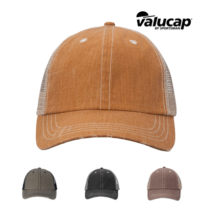 Vintage Contrast Stitch Cap | Mesh Back Casual Trucker Hat