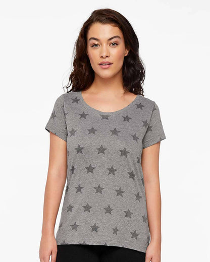 Women’s Semi Fitted Star Print Scoop Neck Tee | Lightweight