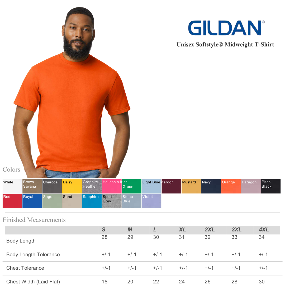 Gildan Unisex Softstyle Midweight T-Shirt – Smooth Cotton