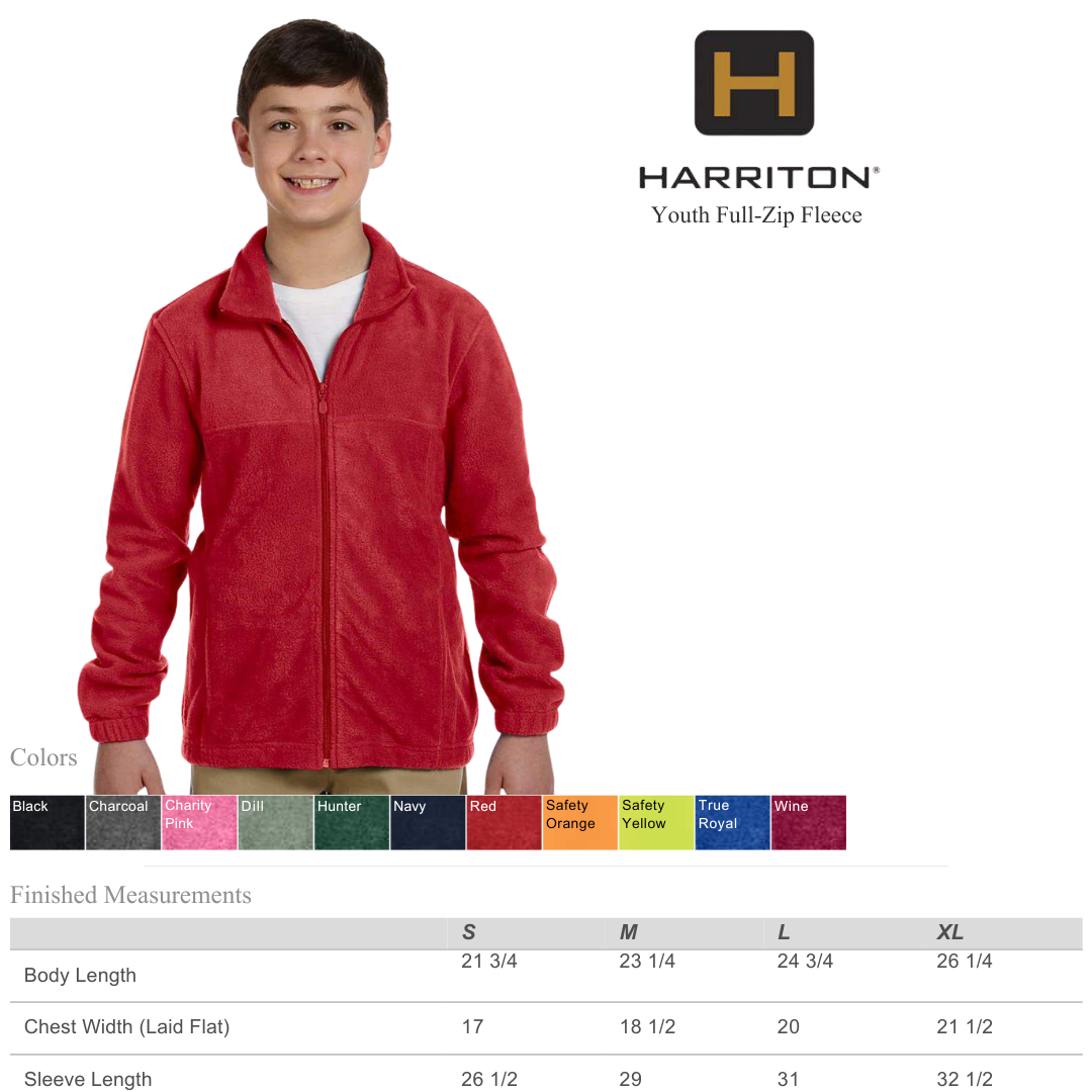 Youth Full-Zip Fleece Jacket | Soft Warm & Comfortable