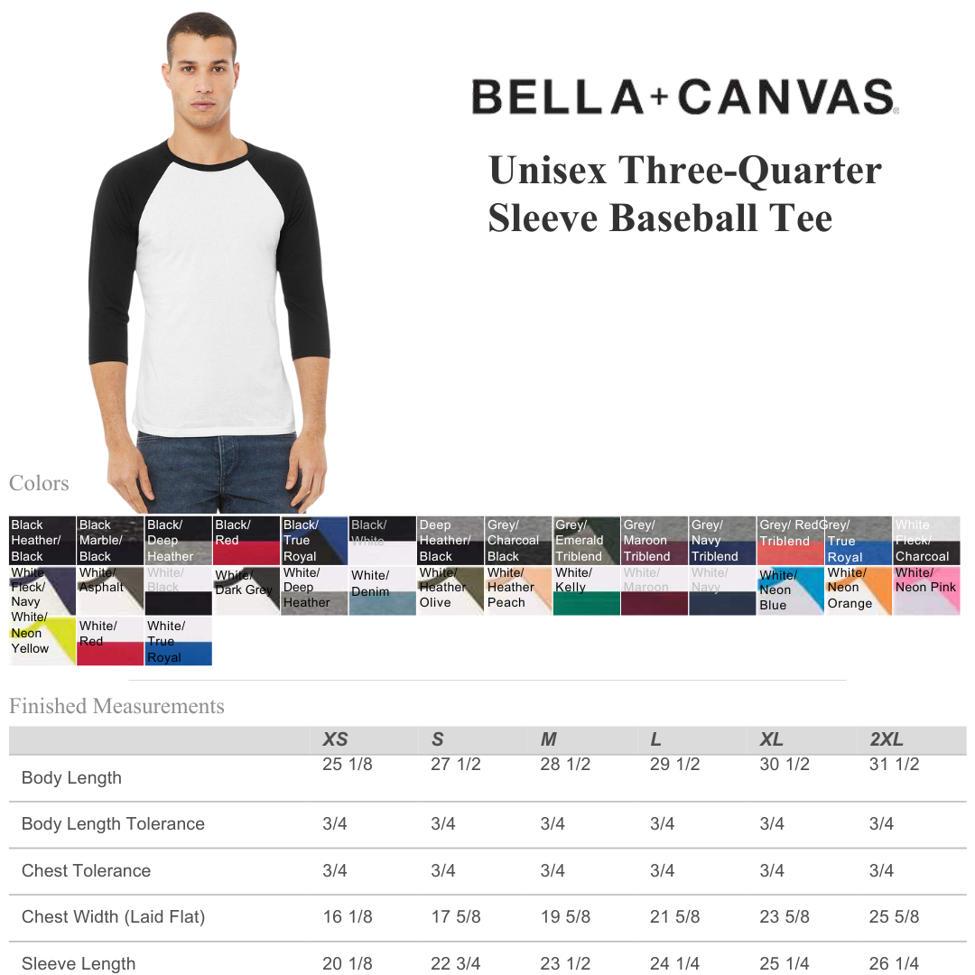 Unisex 3/4 Sleeve Baseball Tee | Premium Soft Long Sleeve
