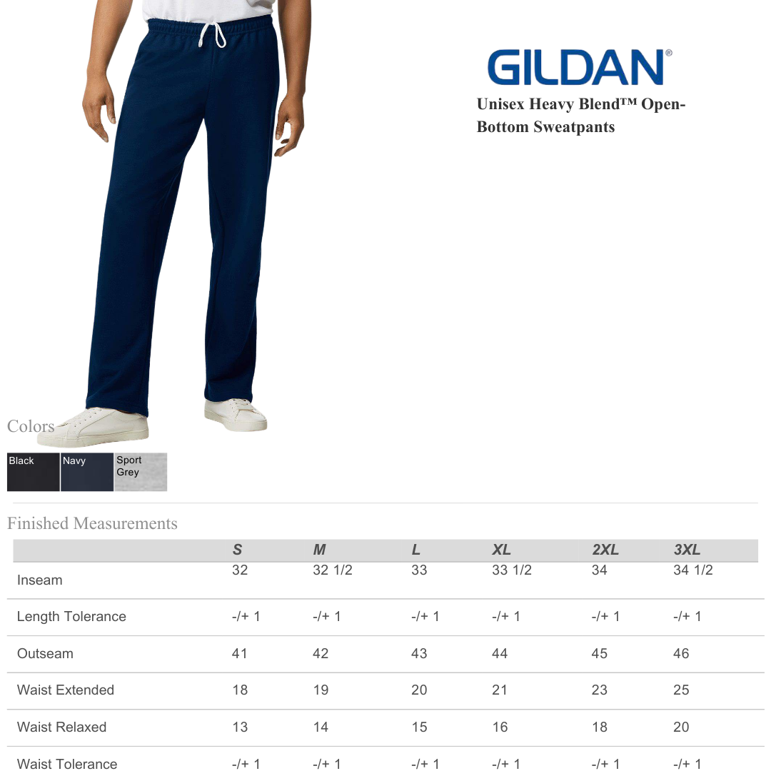 Gildan Unisex Open Bottom Sweatpants Relaxed Fit Fleece Pant