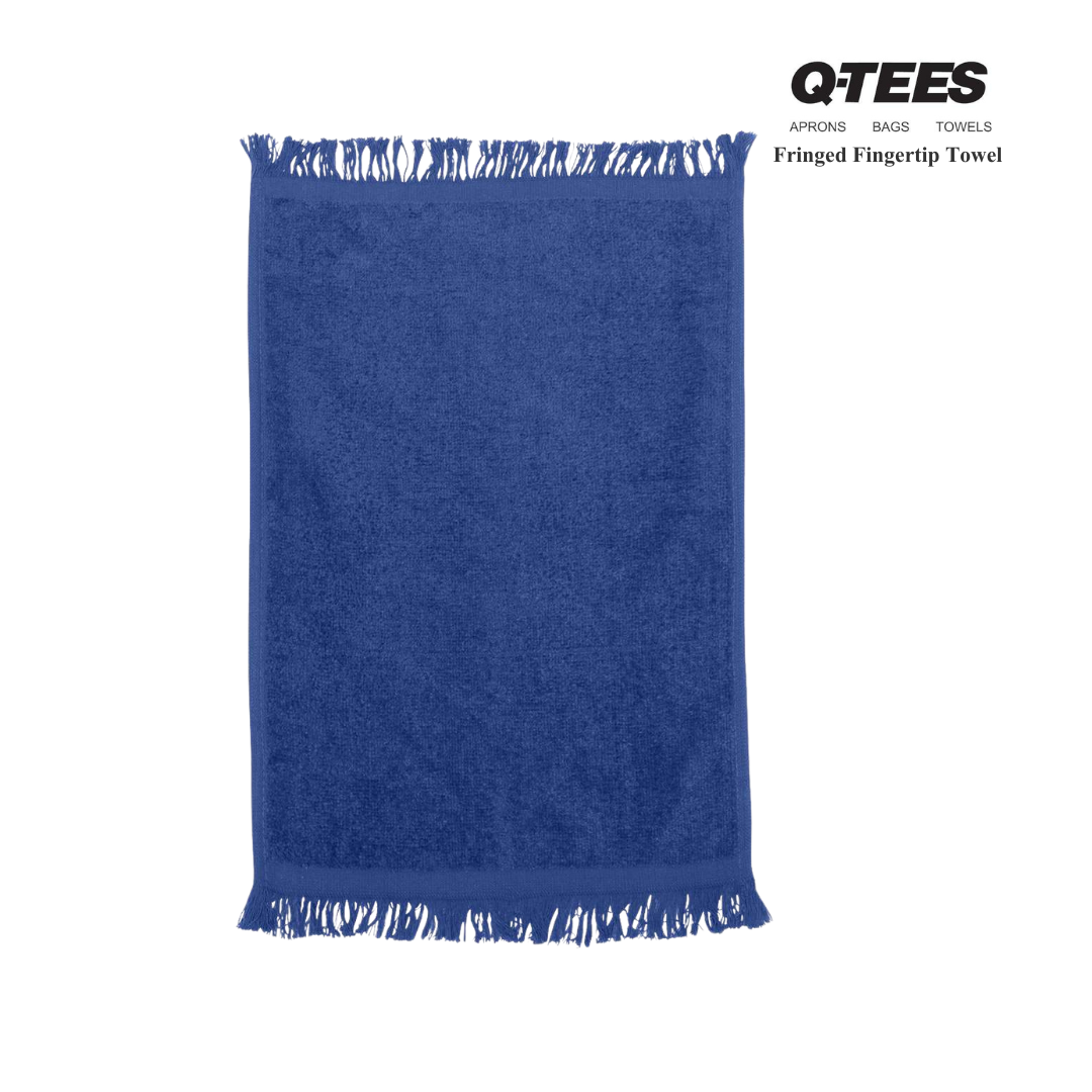 Q-Tees Fringed Fingertip Towel – 11” x 18” Cotton Towel