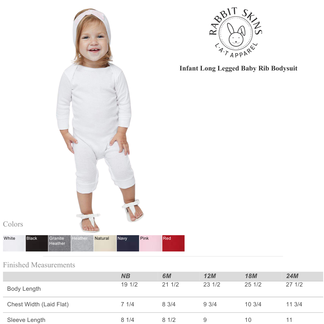Rabbit Skins Infant Long Leg Rib Bodysuit – Soft Cotton