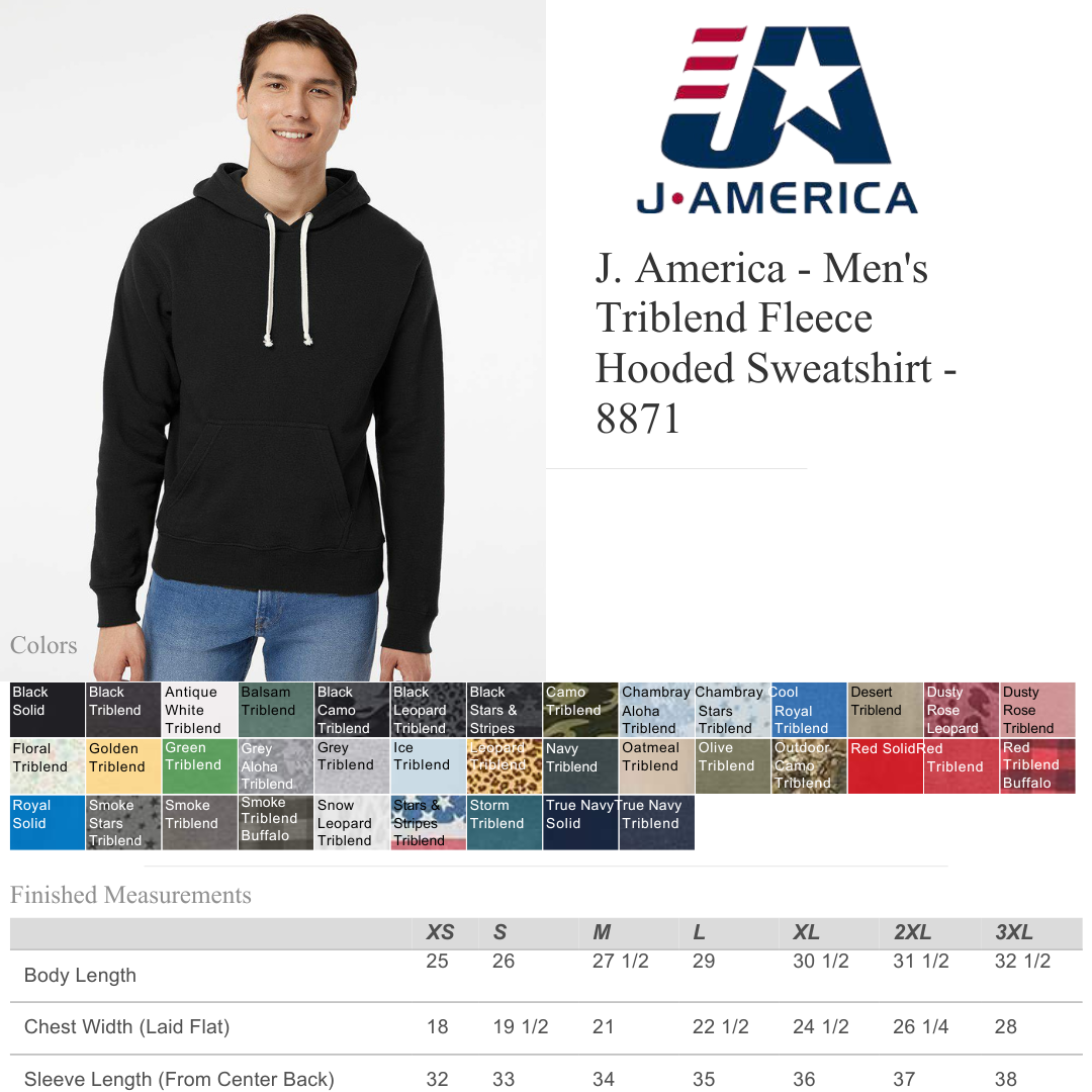 Men’s J. America Relaxed Fit Soft Triblend Fleece Hoodie