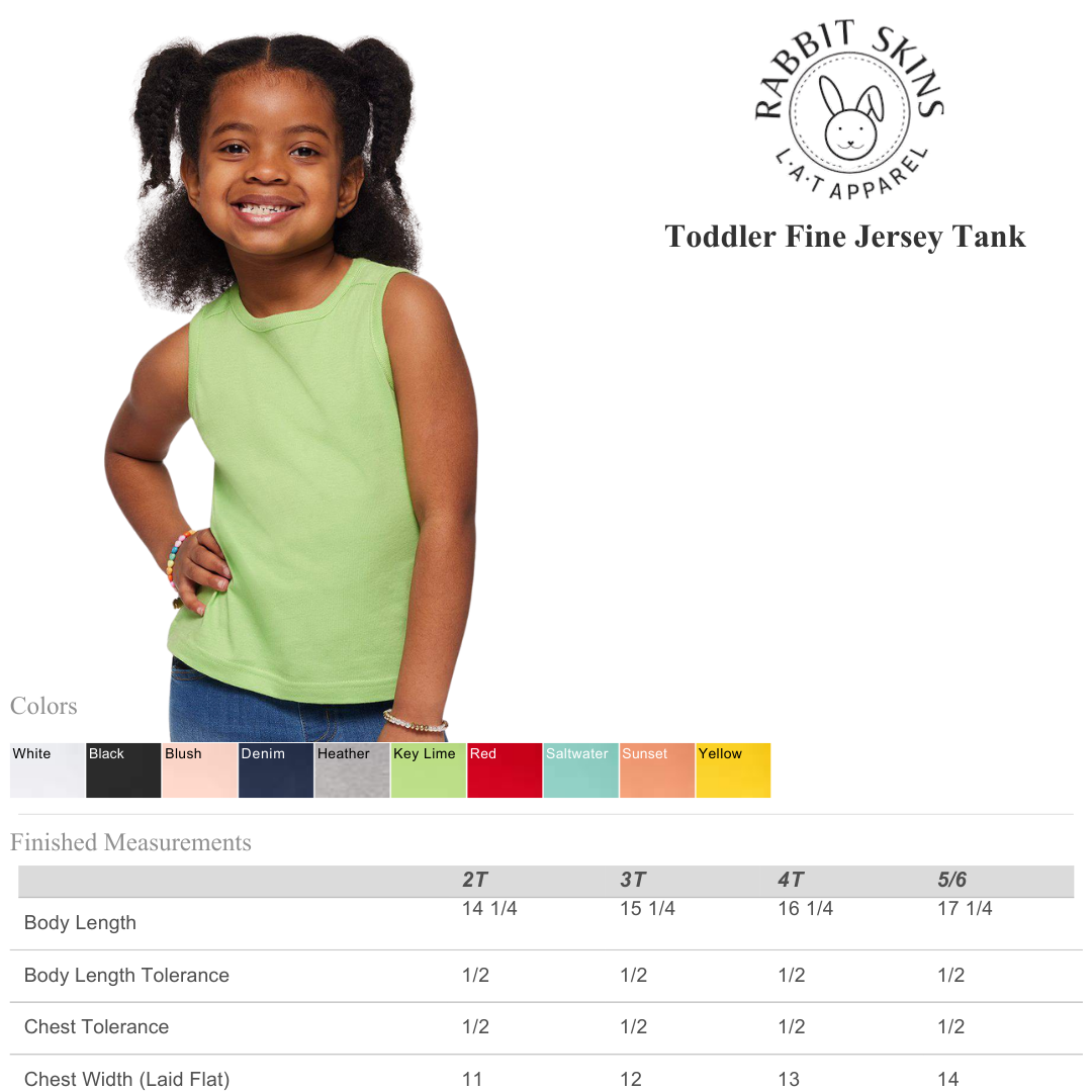Rabbit Skins Toddler Fine Jersey Tank Top Soft Cotton Sleeve