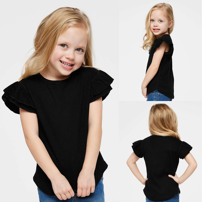 Toddler Cotton Flutter Sleeve Tee Lightweight Comfort