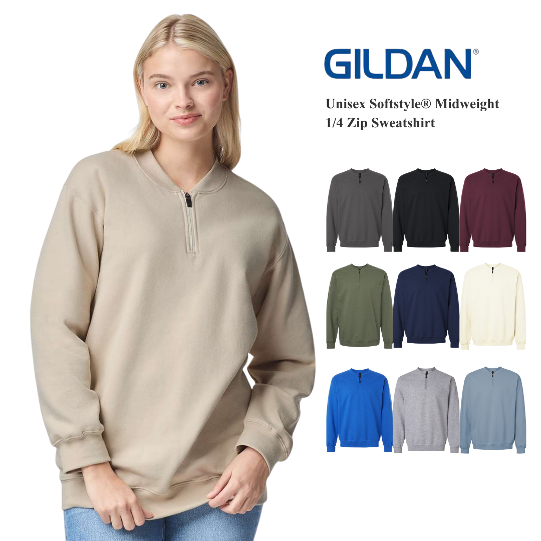 Gildan SF008 Unisex Softstyle Midweight 1/4 Zip Sweatshirt