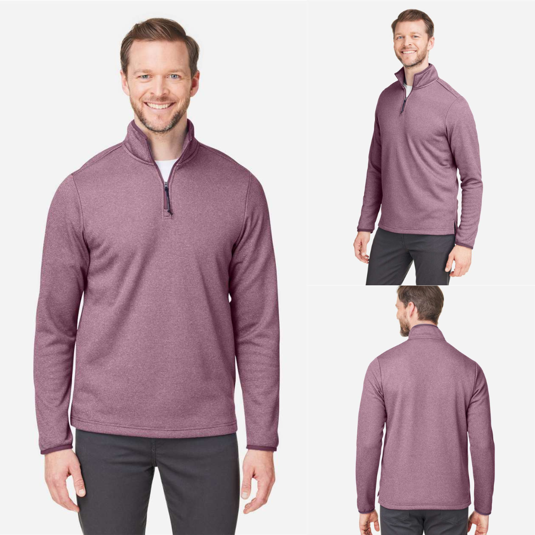Men’s Heathered Stripe Quarter-Zip Pullover | Moisture-Wick