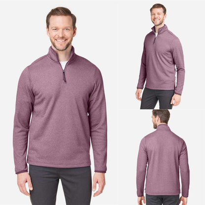 Men’s Heathered Stripe Quarter-Zip Pullover | Moisture-Wick