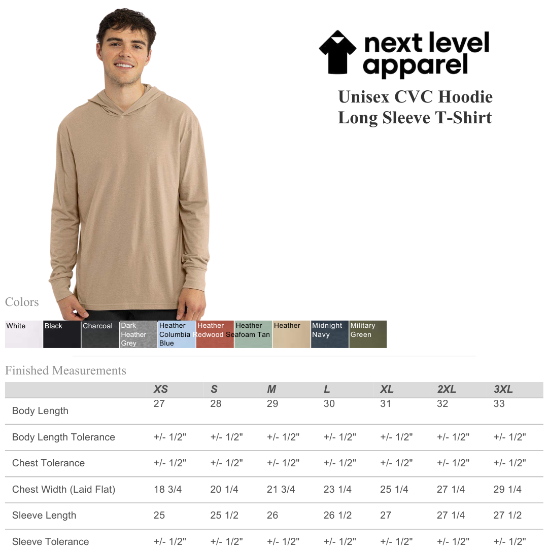Next Level Unisex Lightweight Hooded Long Sleeve T-Shirt