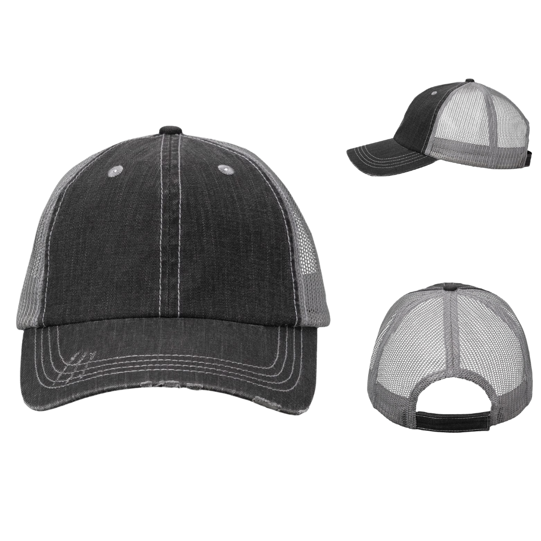 Vintage Contrast Stitch Cap | Mesh Back Casual Trucker Hat