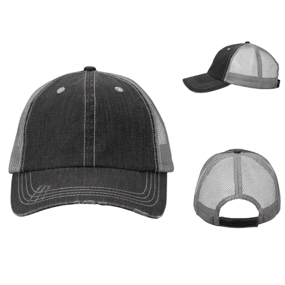 Vintage Contrast Stitch Cap | Mesh Back Casual Trucker Hat