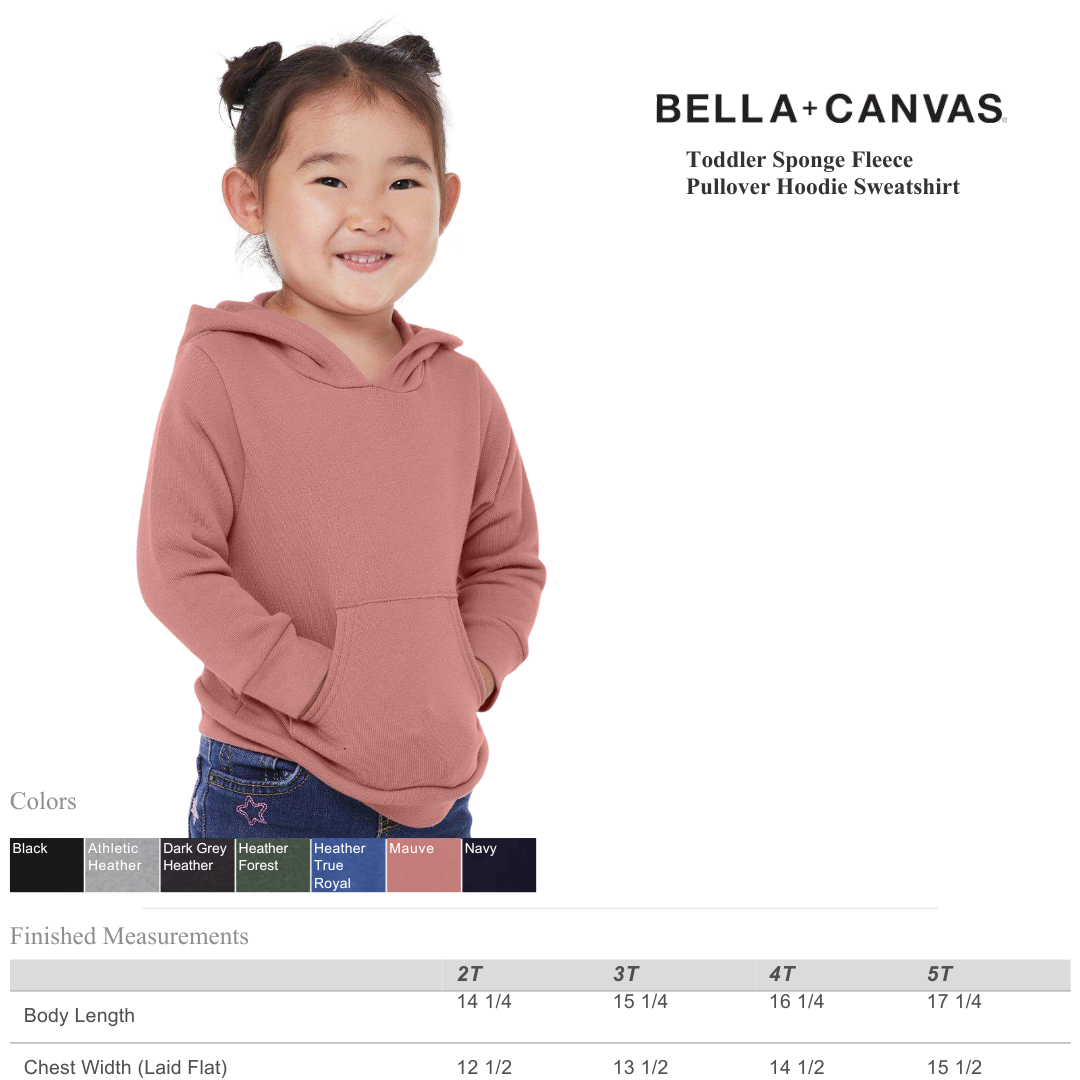 BELLA + CANVAS Toddler Sponge Fleece Hoodie Sweatshirt