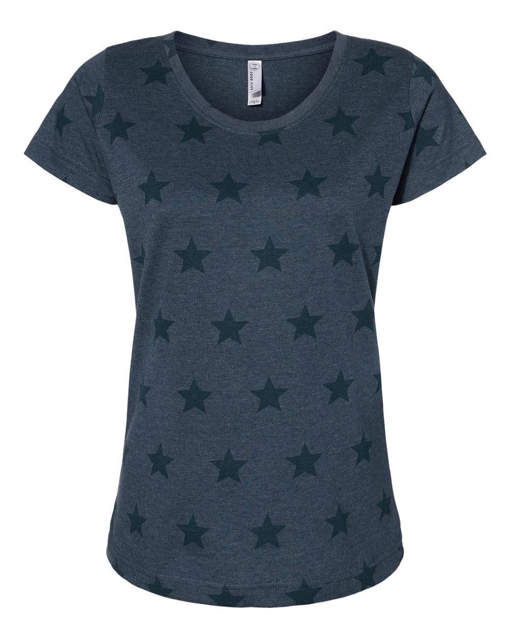 Women’s Semi Fitted Star Print Scoop Neck Tee | Lightweight