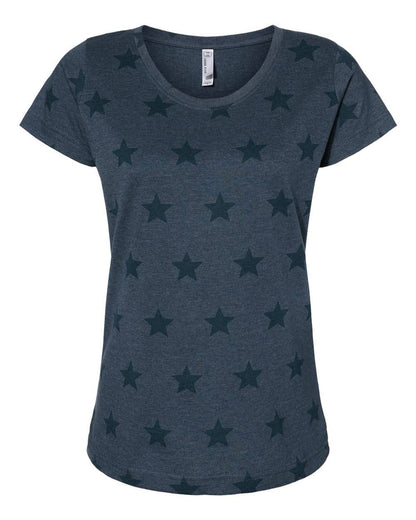 Women’s Semi Fitted Star Print Scoop Neck Tee | Lightweight