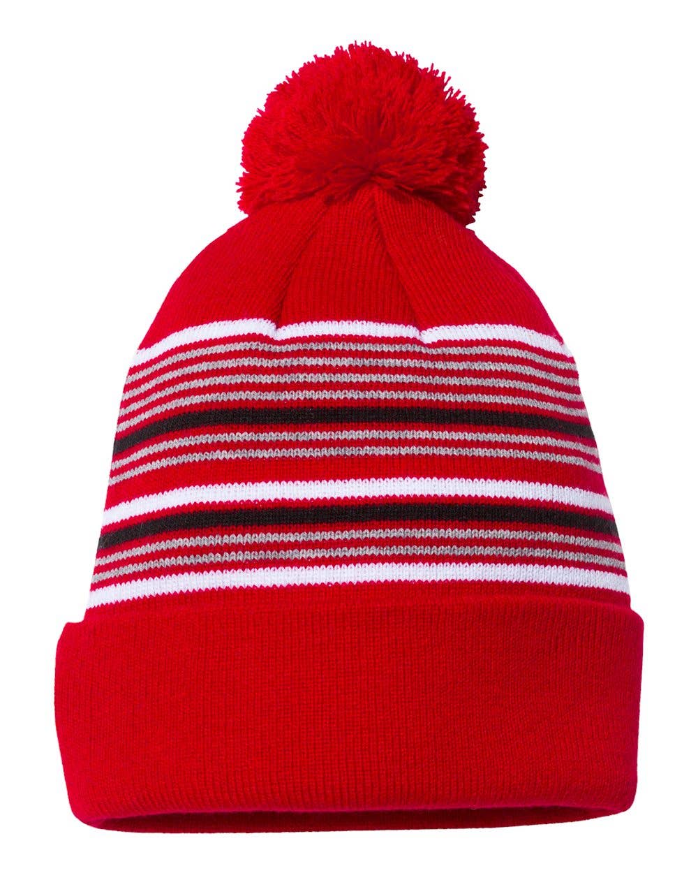 Sportsman Striped Pom-Pom Cuffed Beanie