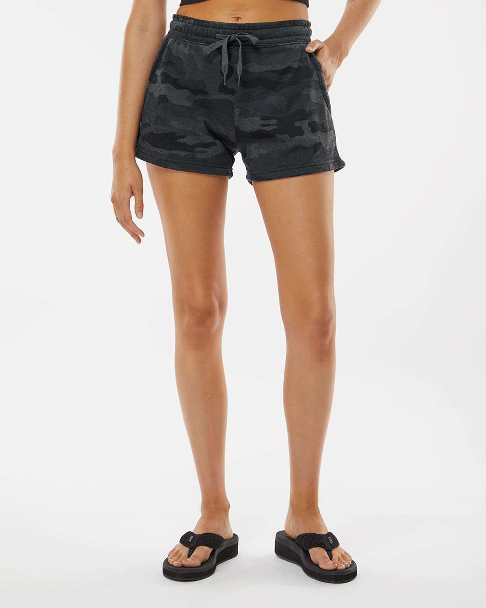 Women’s Lightweight Wave Wash Fleece Shorts with Pockets