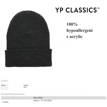 Unisex Waffle Cuffed Beanie – Classic Knit Winter Hat