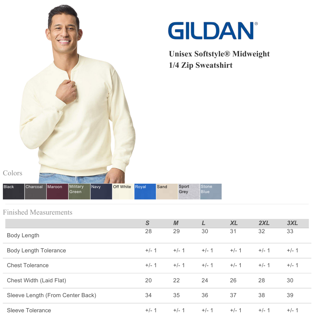 Gildan SF008 Unisex Softstyle Midweight 1/4 Zip Sweatshirt