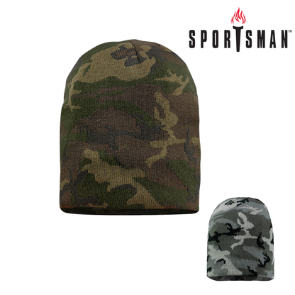 Unisex Camo Knit Beanie – Camouflage Lightweight Stretch Fit