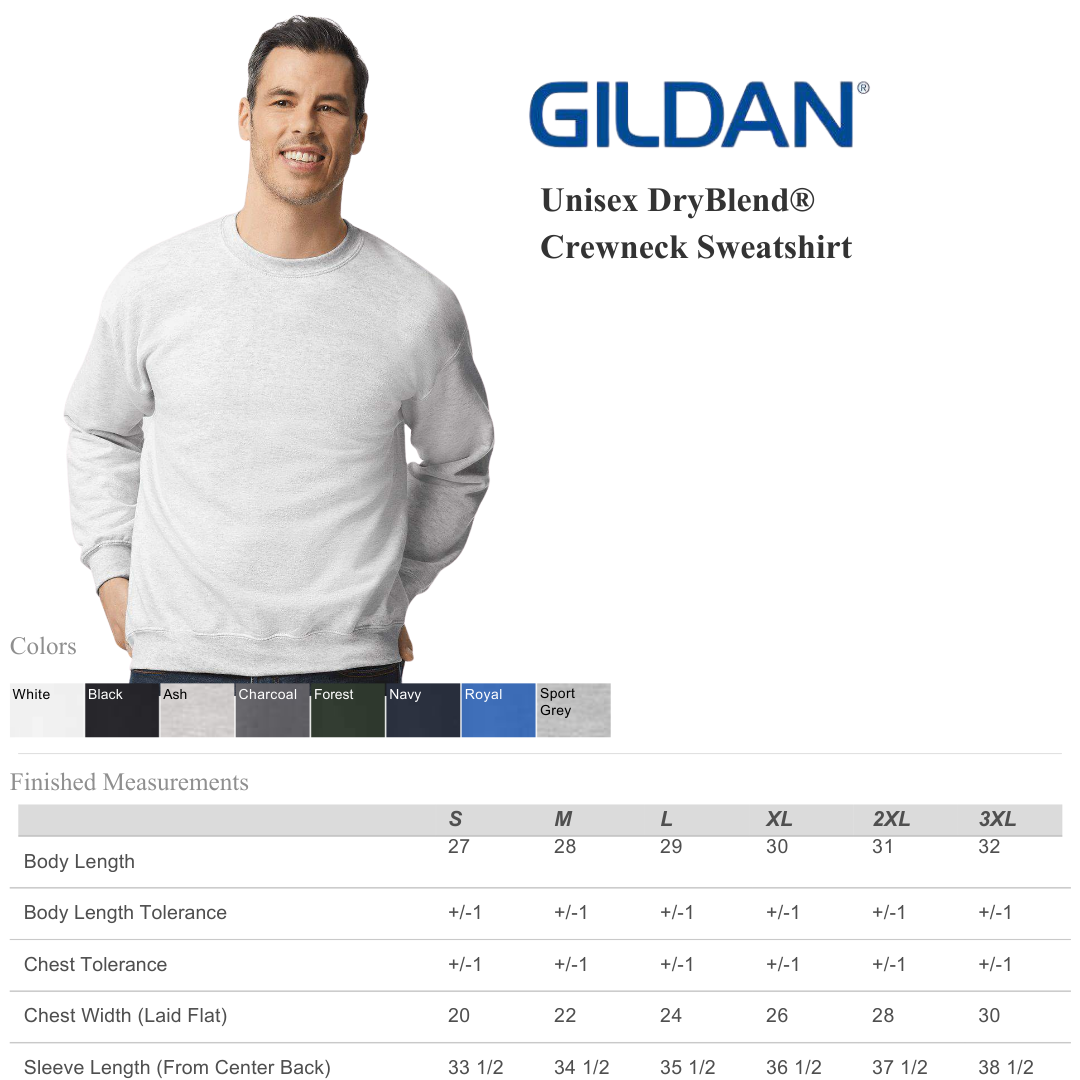 Gildan 12000 Unisex Midweight DryBlend® Crewneck Sweatshirt