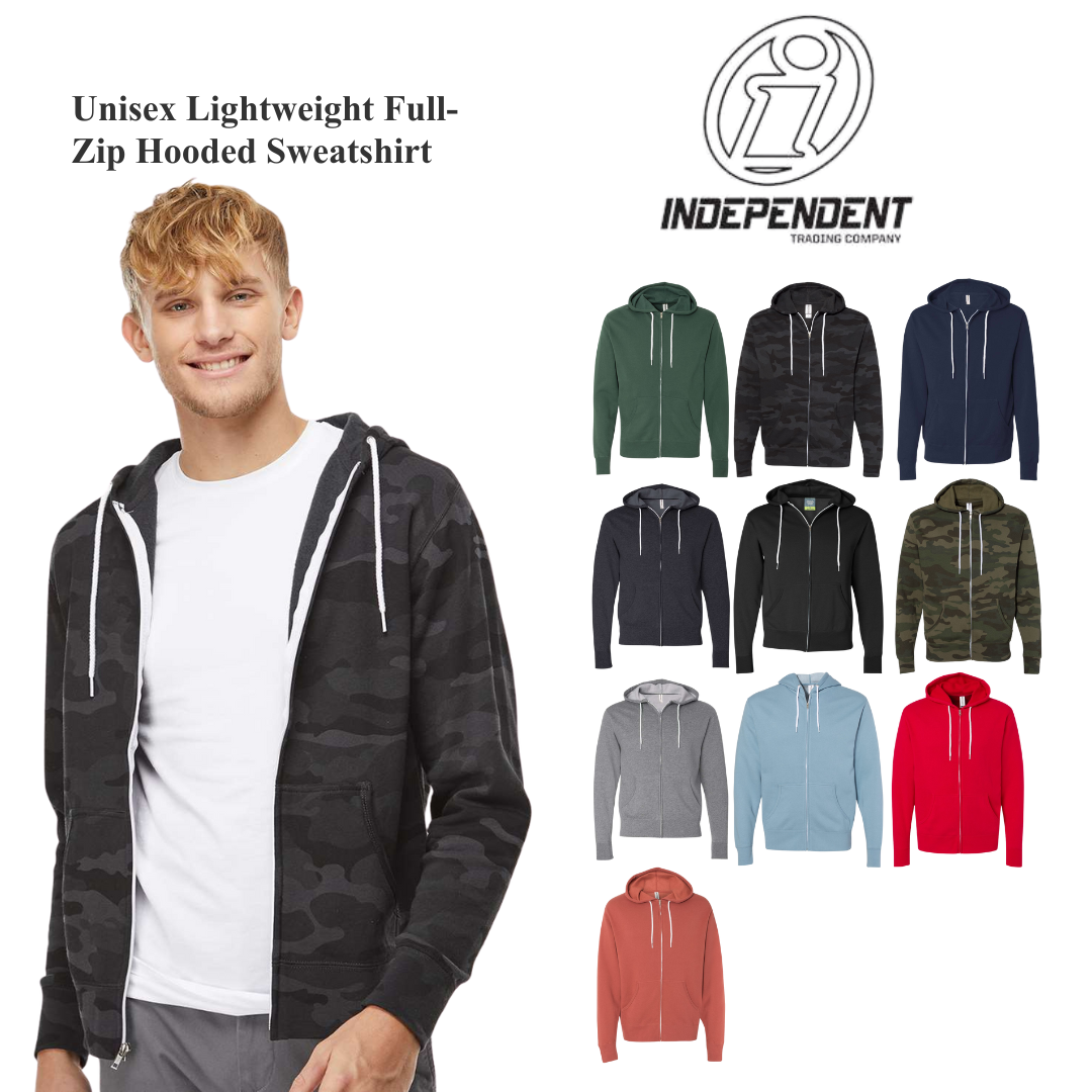 Unisex Lightweight Full-Zip Hoodie – Slim Fit Sweatshirt
