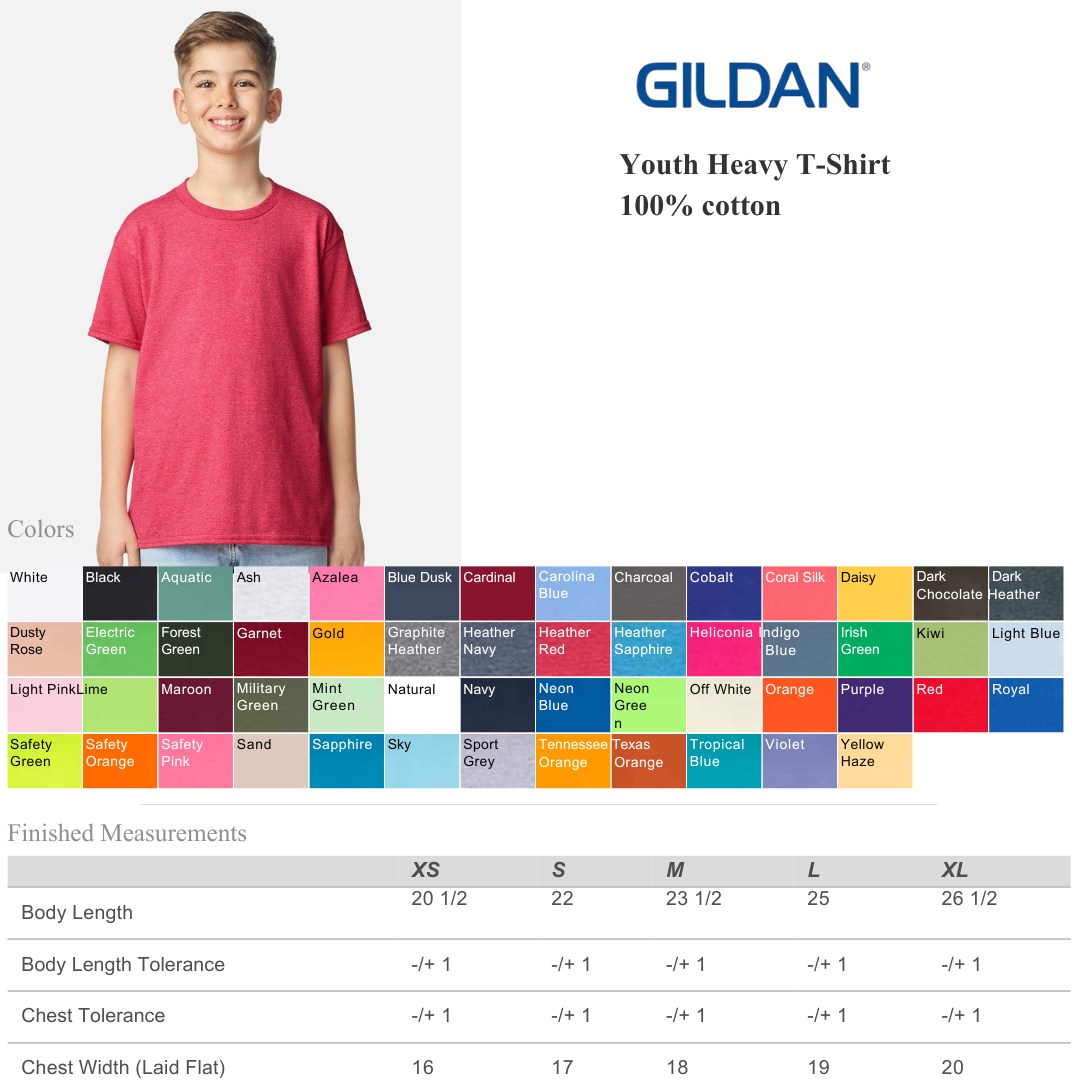 Youth Heavy Cotton T-Shirt – Soft 100% Cotton Classic Fit