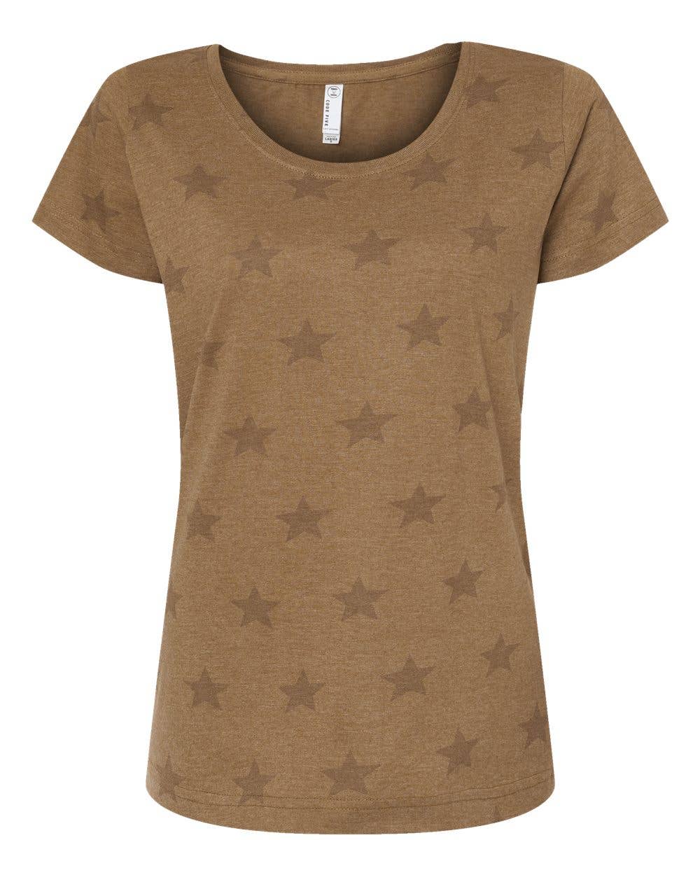 Women’s Semi Fitted Star Print Scoop Neck Tee | Lightweight