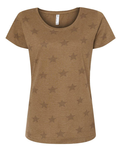 Women’s Semi Fitted Star Print Scoop Neck Tee | Lightweight