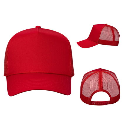 Structured Five-Panel Trucker Hat With Mesh Back Adjustable