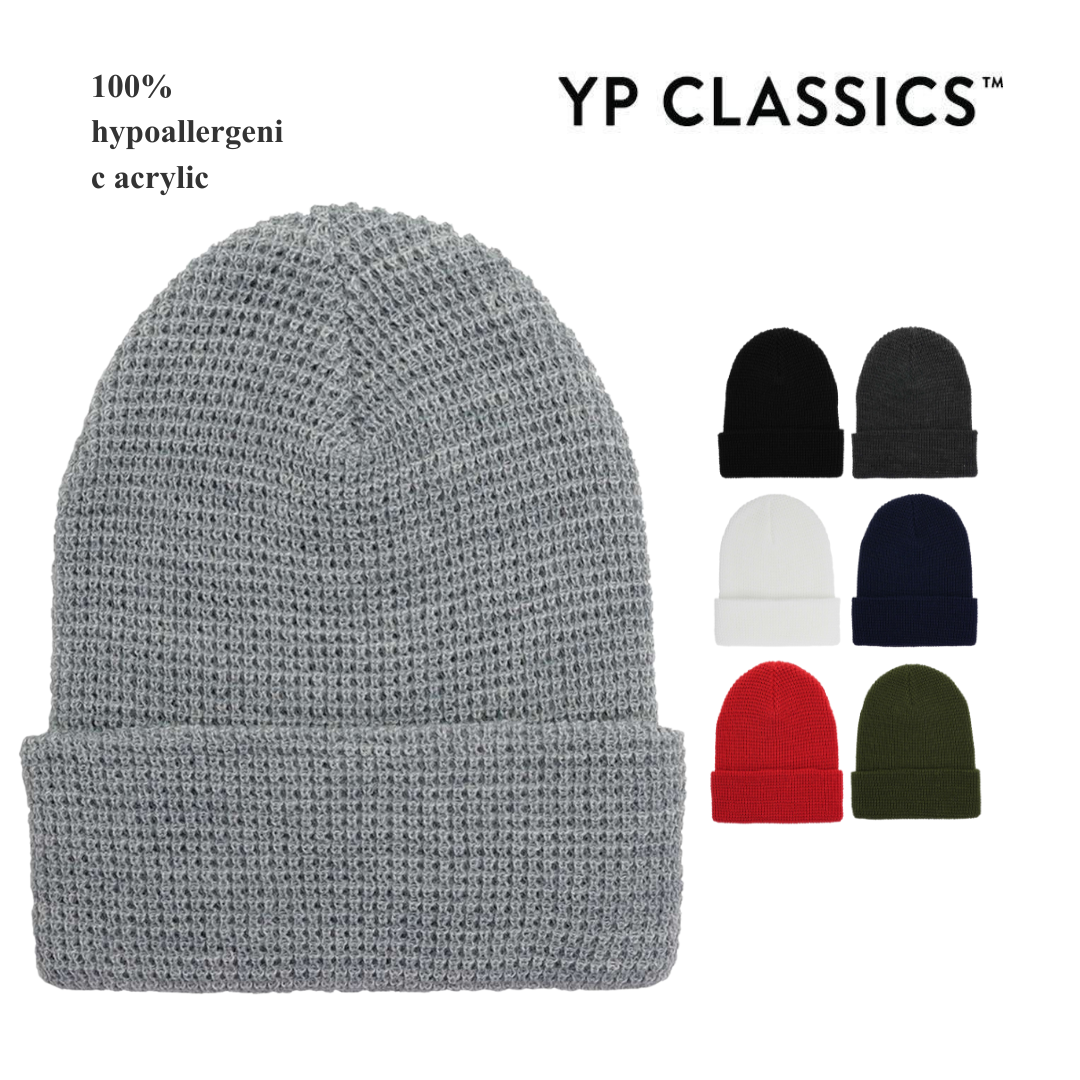 Unisex Waffle Cuffed Beanie – Classic Knit Winter Hat